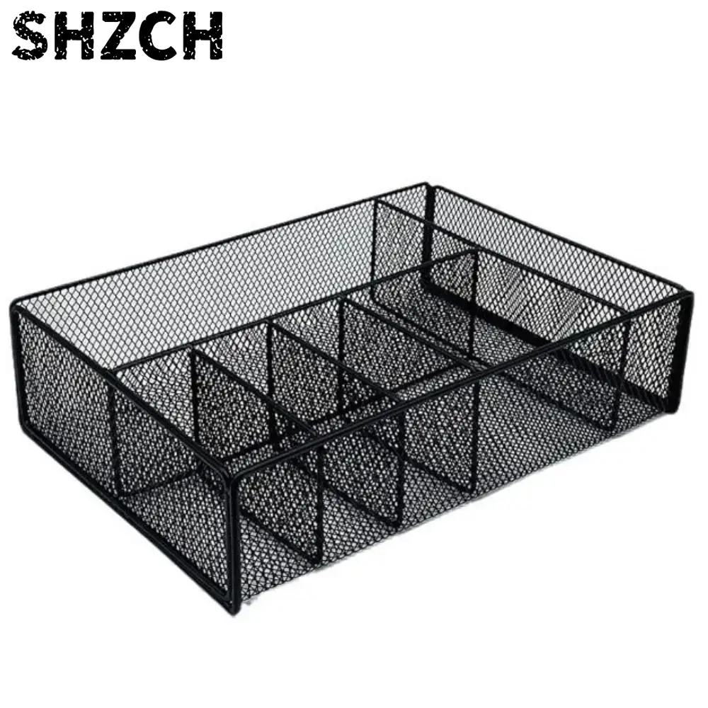 Paper Basket Mesh - Siyah Metal Depolama Sepeti Örgü Oymalı