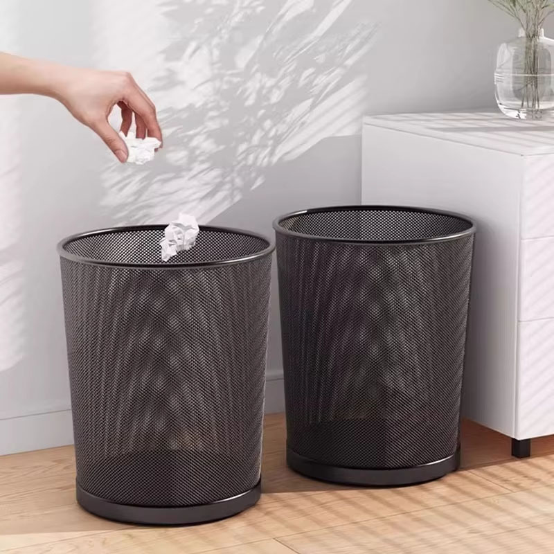Paper Basket Mesh - 9L Büyük Siyah Metal Örgü Çöp